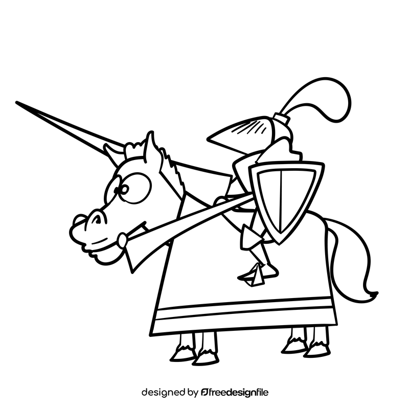 Knight cartoon drawing black and white clipart