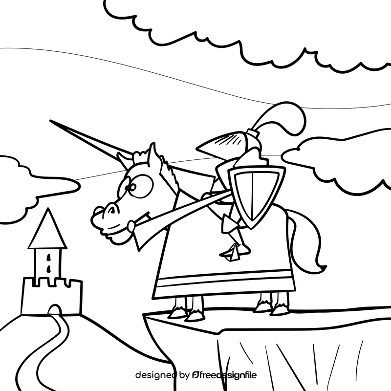 Knight cartoon drawing black and white vector