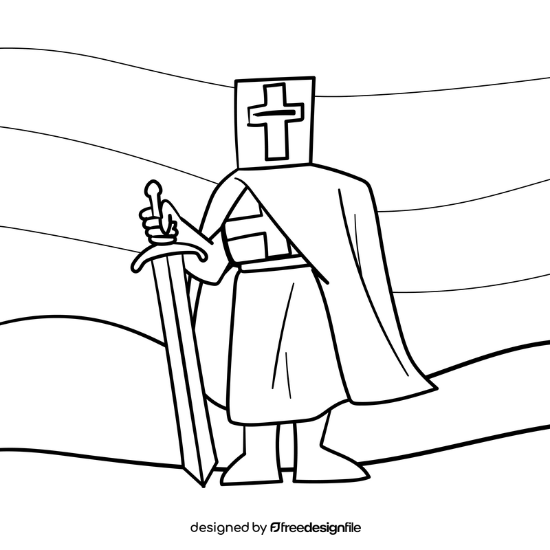 Knight cartoon drawing black and white vector