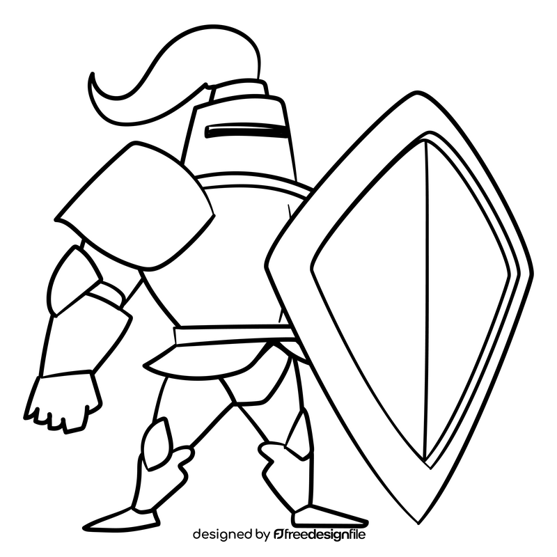 Knight cartoon drawing black and white clipart