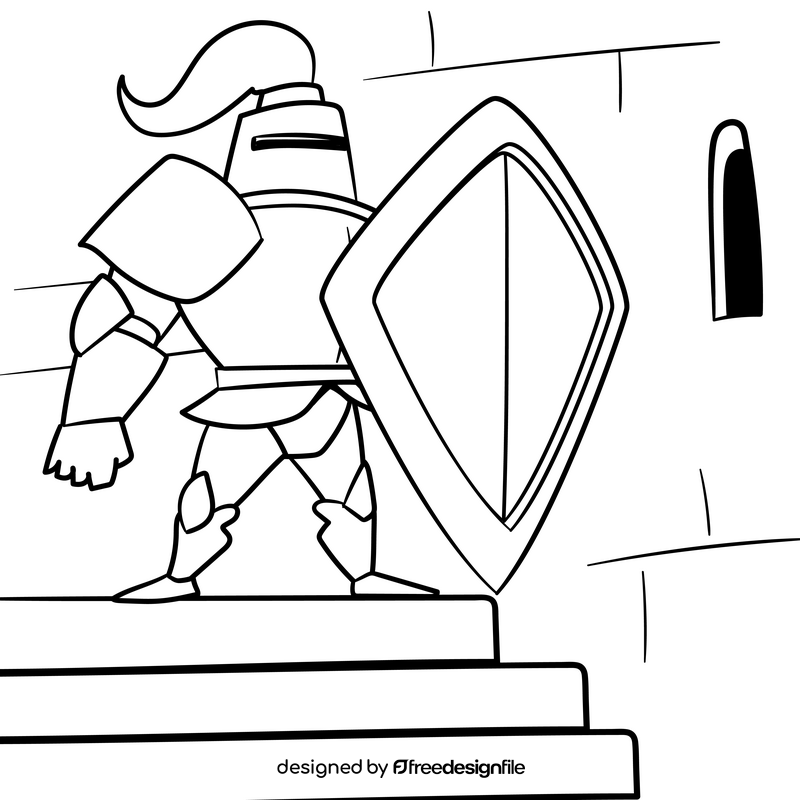 Knight cartoon drawing black and white vector