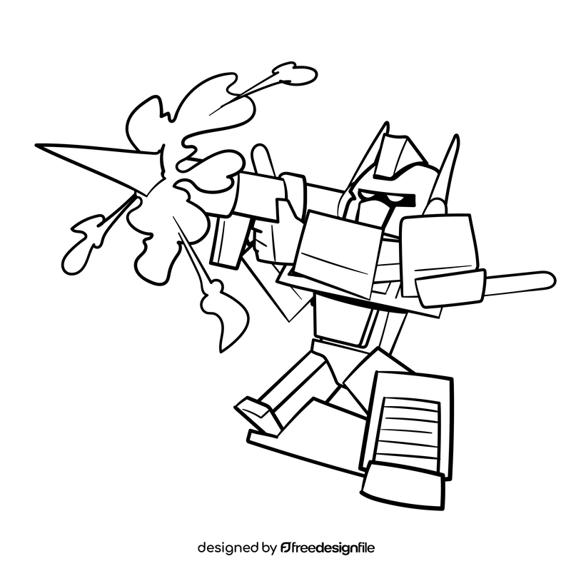 Optimus Prime cartoon drawing black and white clipart