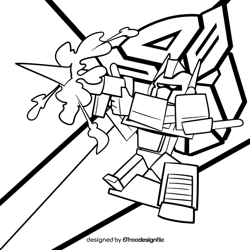 Optimus Prime cartoon drawing black and white vector