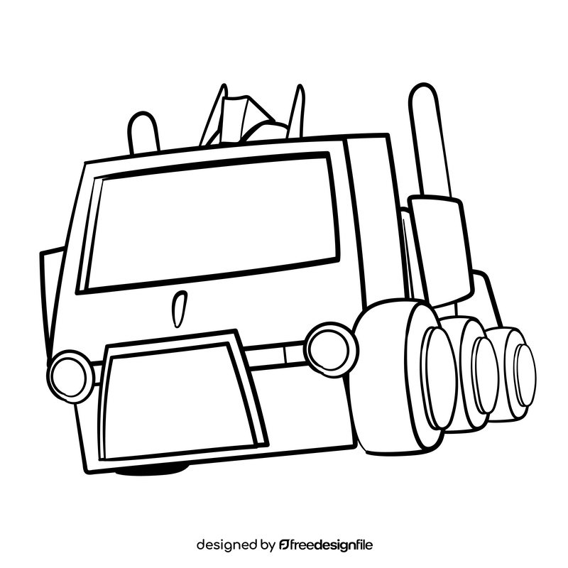 Optimus Prime cartoon drawing black and white clipart