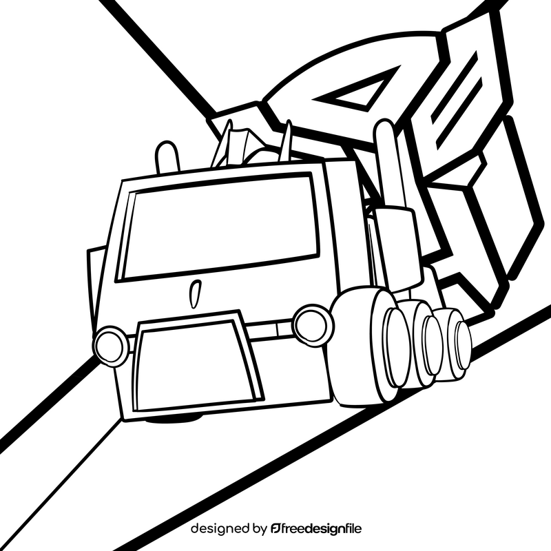 Optimus Prime cartoon drawing black and white vector