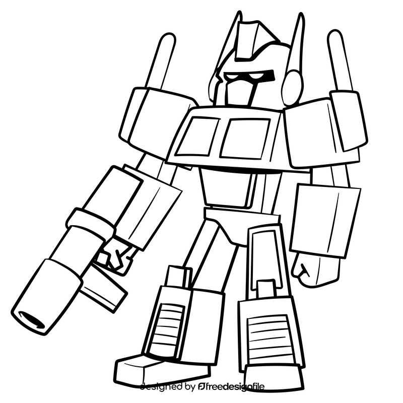 Optimus Prime cartoon drawing black and white clipart