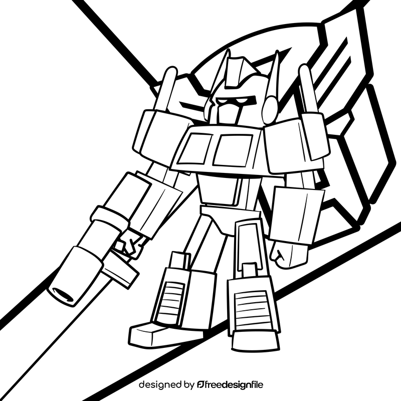 Optimus Prime cartoon drawing black and white vector