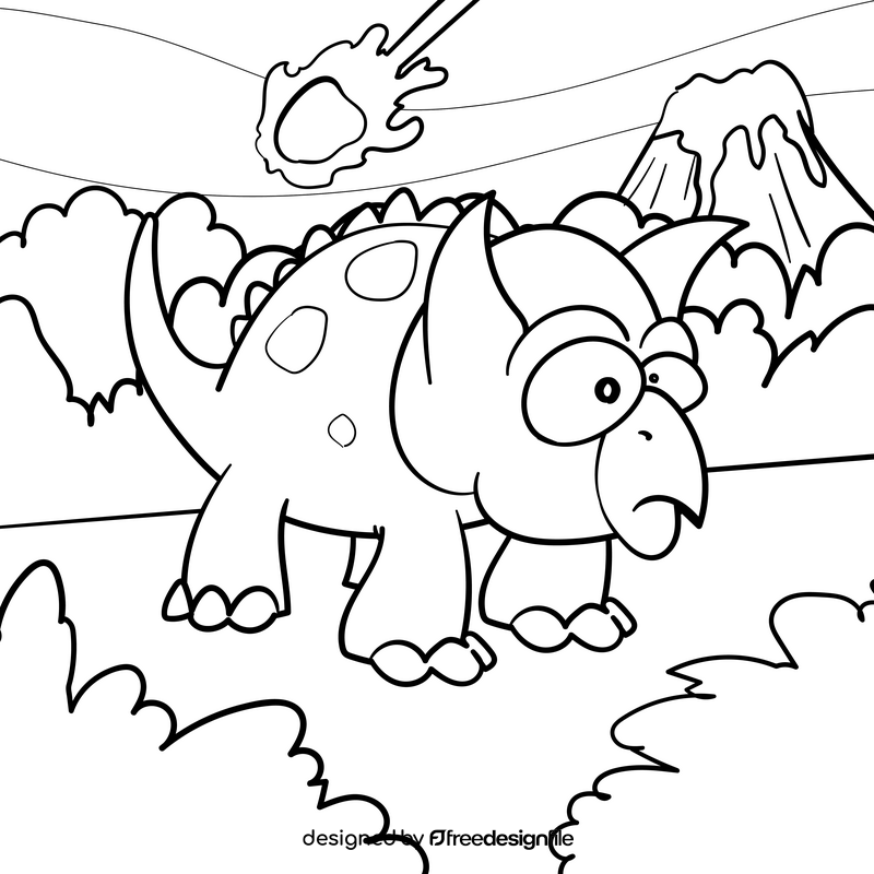 Triceratops cartoon drawing black and white vector