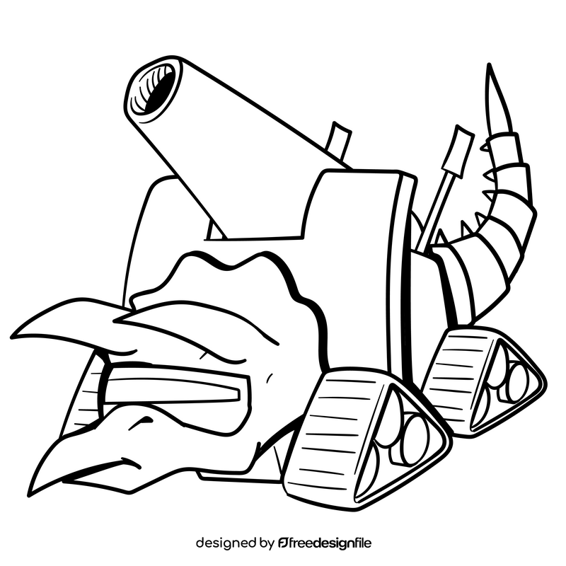 Triceratops cartoon drawing black and white clipart