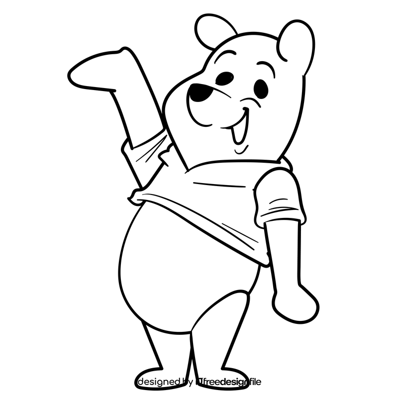 Winnie the Pooh cartoon drawing black and white clipart