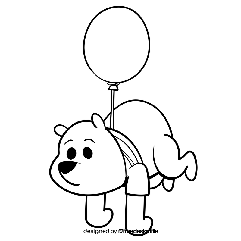 Winnie the Pooh cartoon drawing black and white clipart