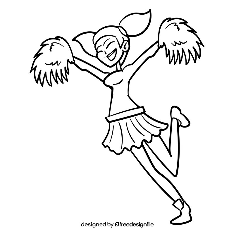 Cheerleader cartoon drawing black and white clipart