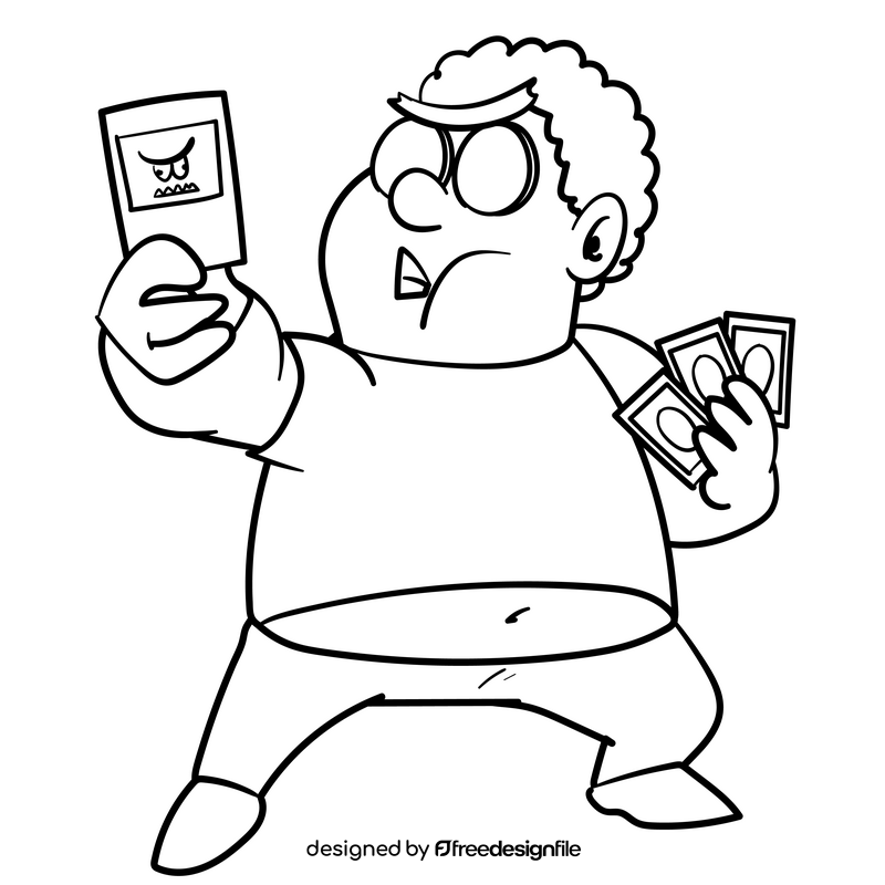 Nerd cartoon drawing black and white clipart