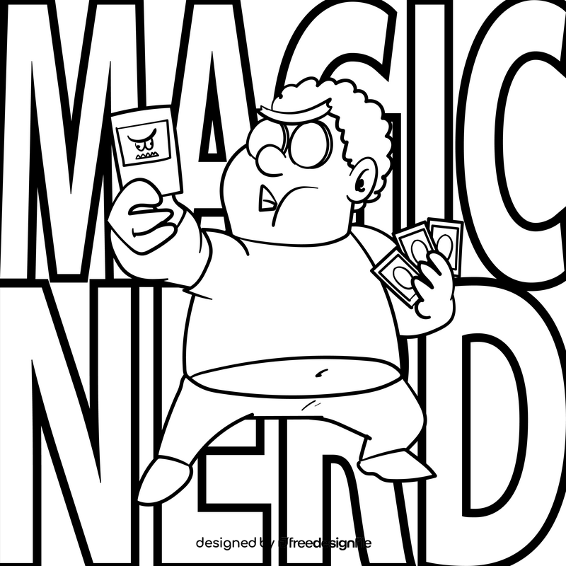 Nerd cartoon drawing black and white vector