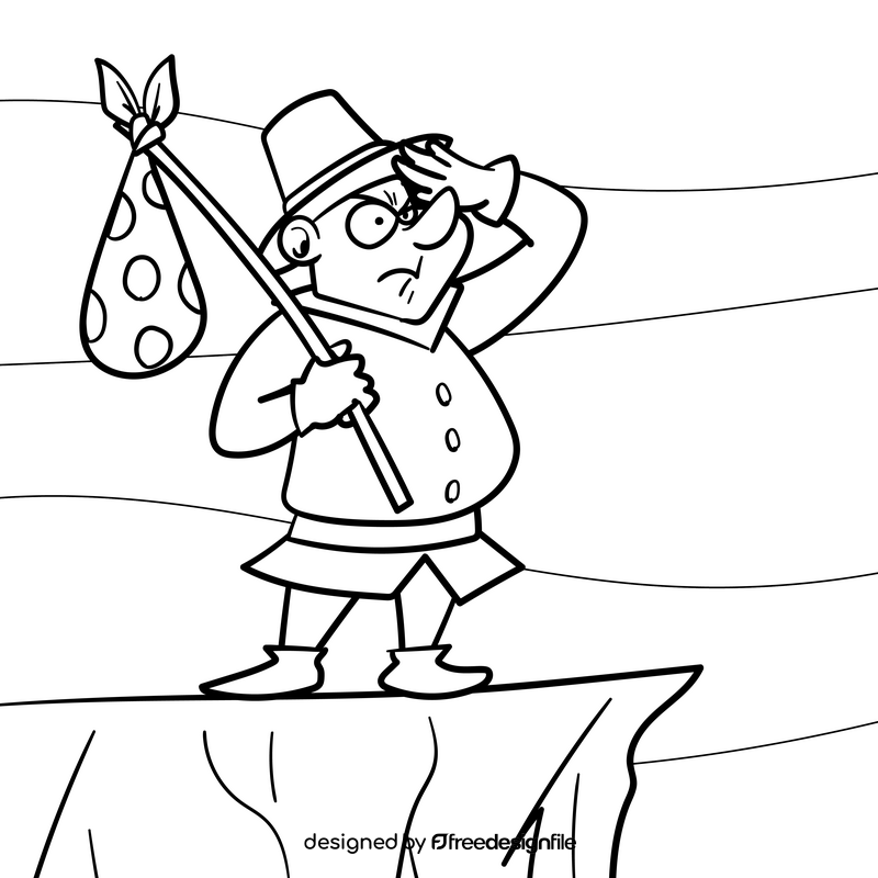 Pioneer cartoon drawing black and white vector