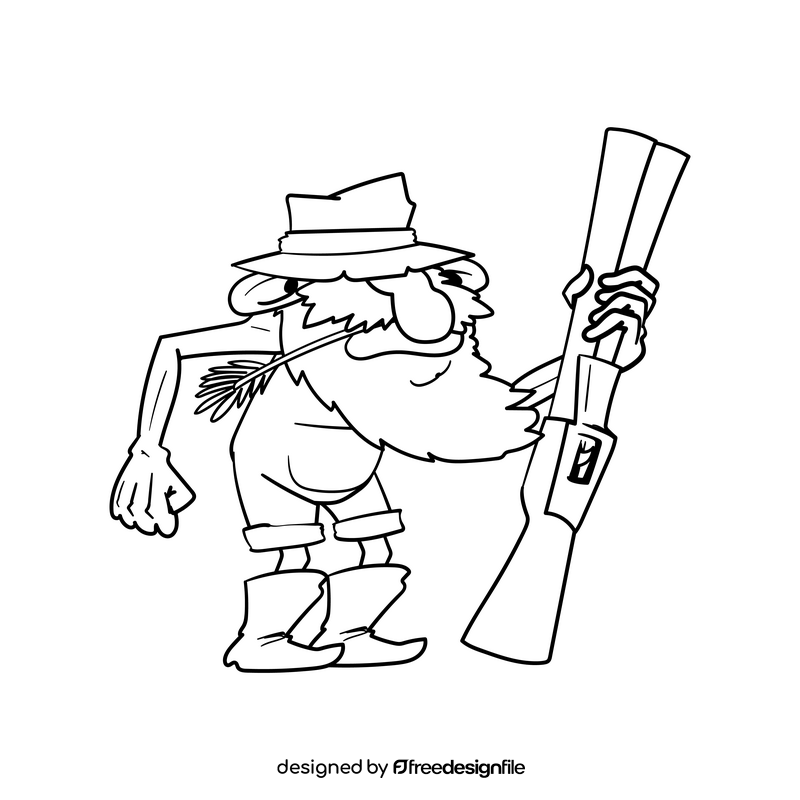 Redneck cartoon drawing black and white vector