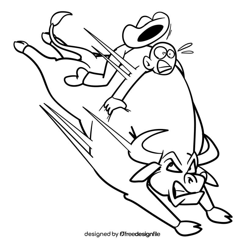 Rodeo cartoon black and white clipart