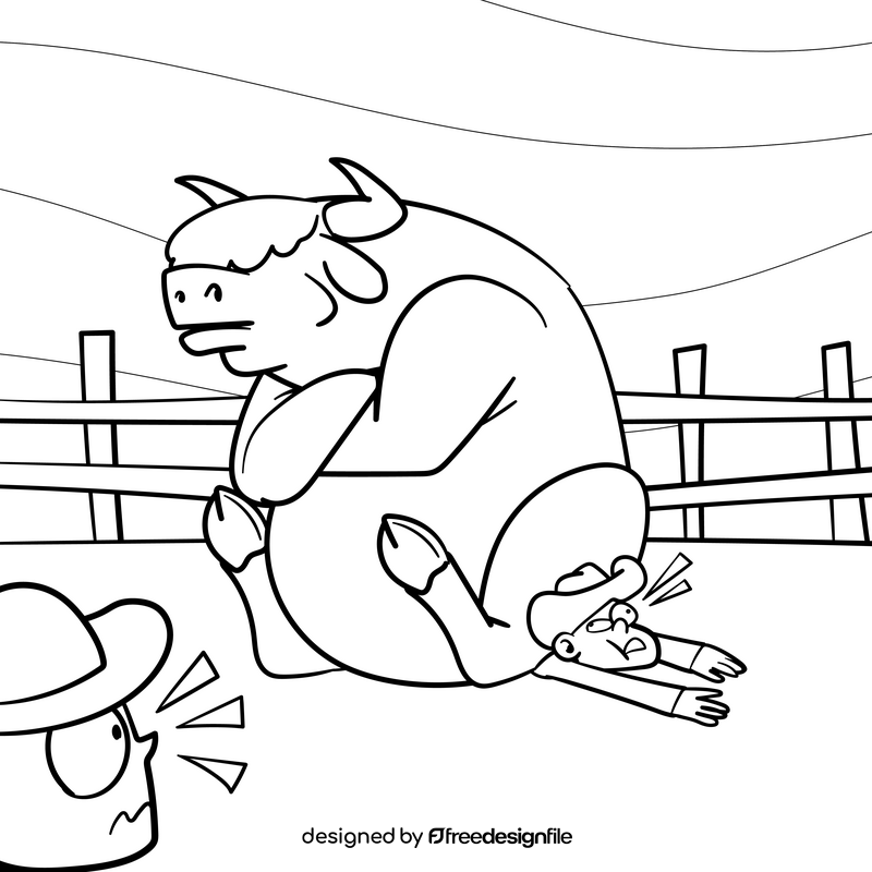 Rodeo cartoon drawing black and white vector