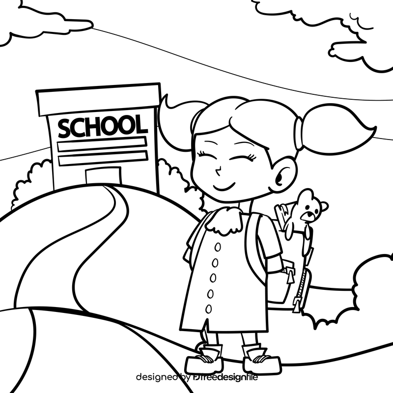 School kids cartoon drawing black and white vector