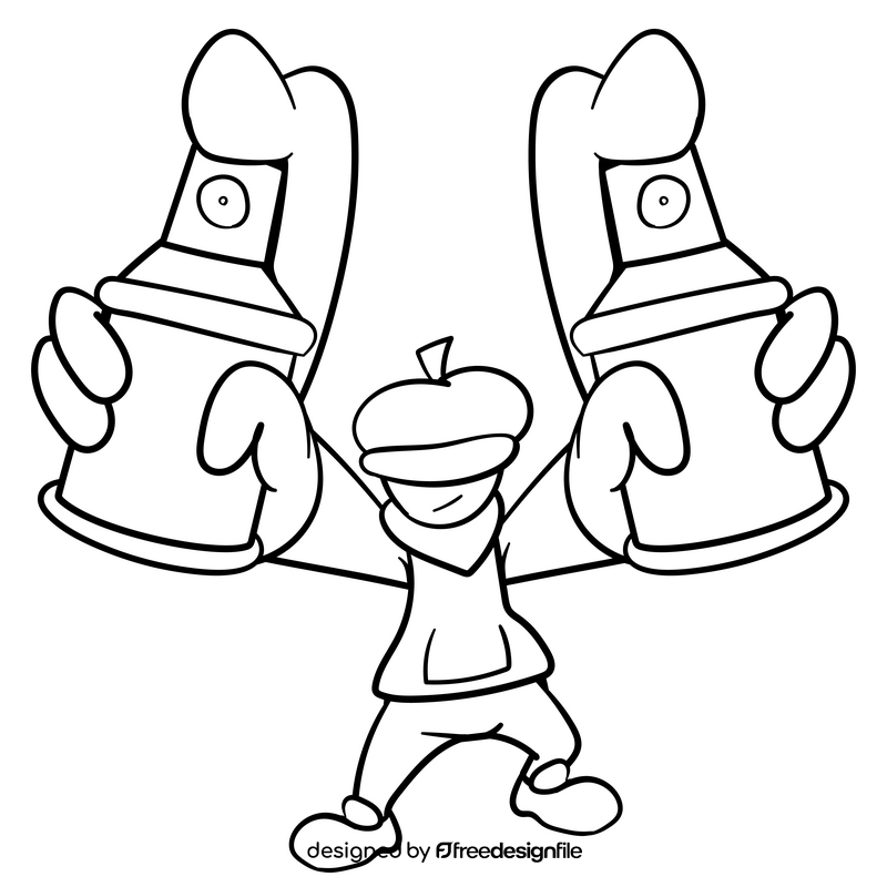 Artist cartoon drawing black and white clipart