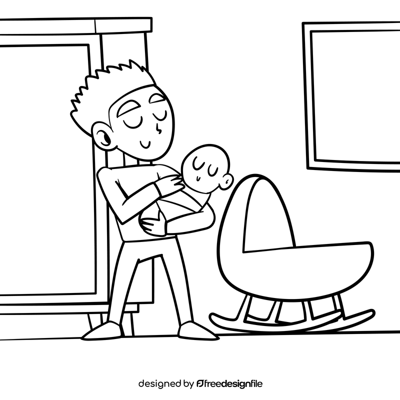 Babysitter cartoon drawing black and white vector