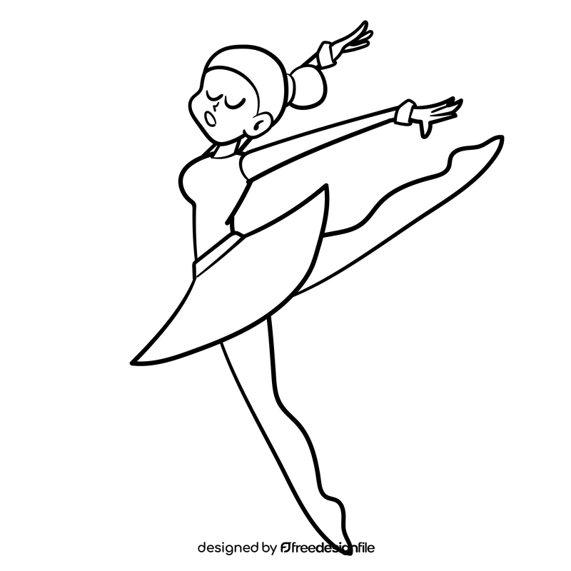 Ballet dancer cartoon drawing black and white clipart