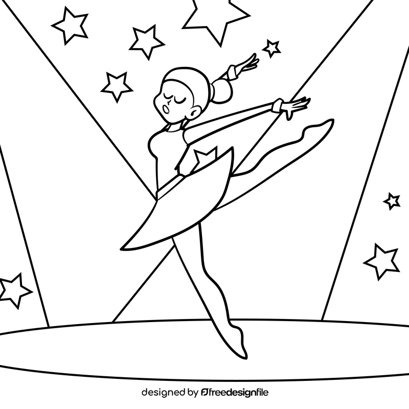 Ballet dancer cartoon drawing black and white vector