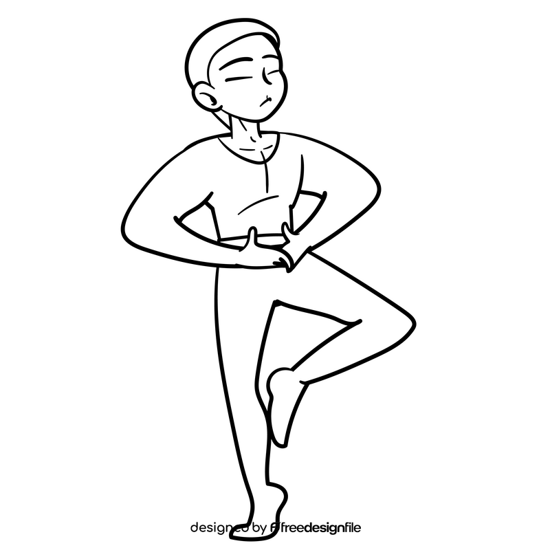 Ballet dancer cartoon drawing black and white clipart