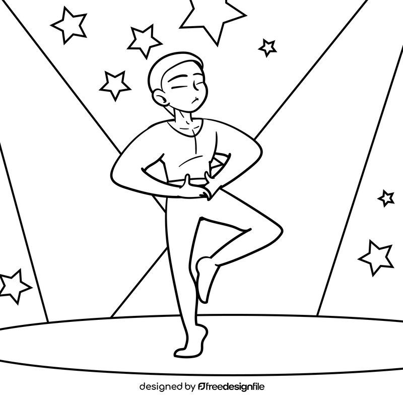 Ballet dancer cartoon drawing black and white vector