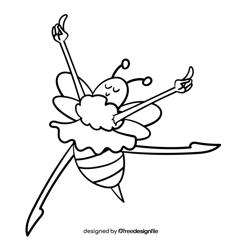 Ballet dancer cartoon drawing black and white clipart