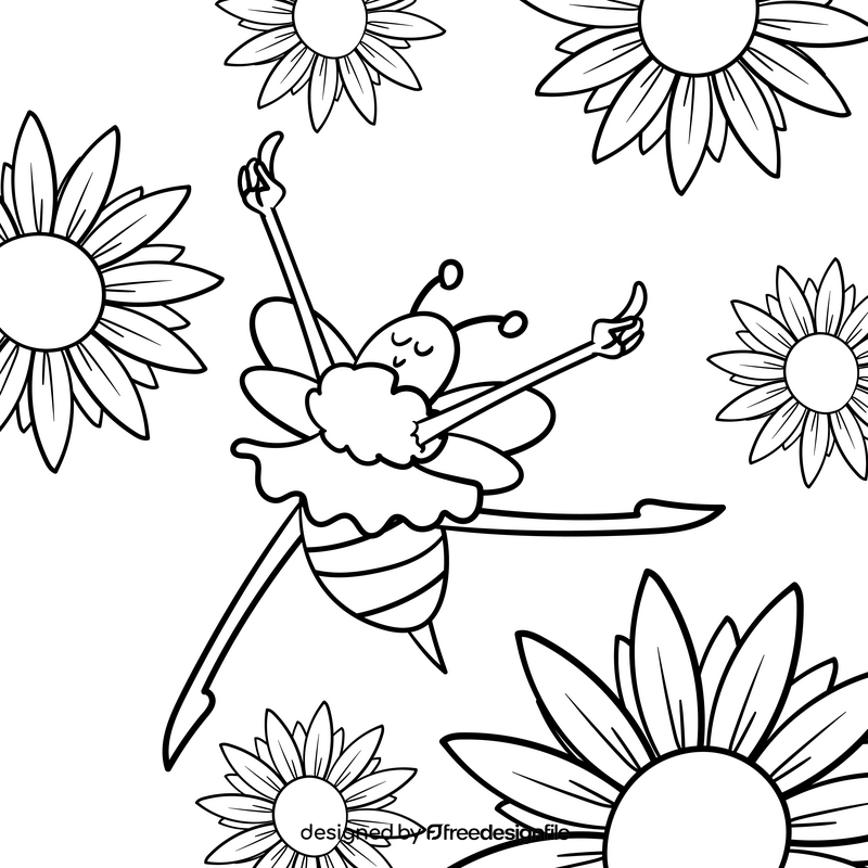 Ballet dancer cartoon drawing black and white vector