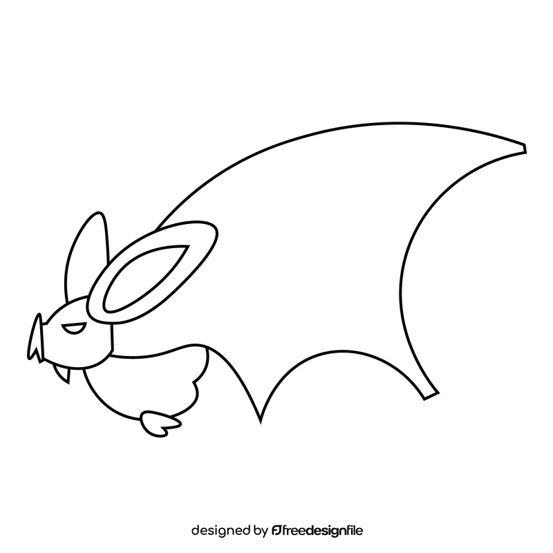 Free bat flying black and white clipart