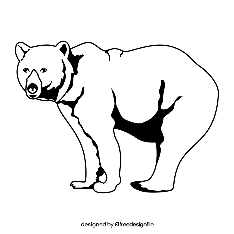 Russian bear black and white clipart