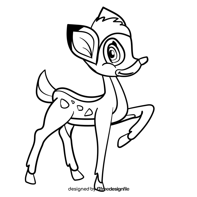 Bambi cartoon drawing black and white clipart