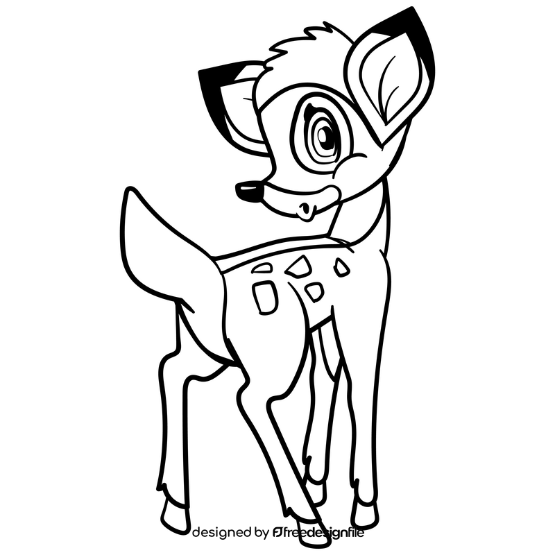 Bambi cartoon drawing black and white clipart