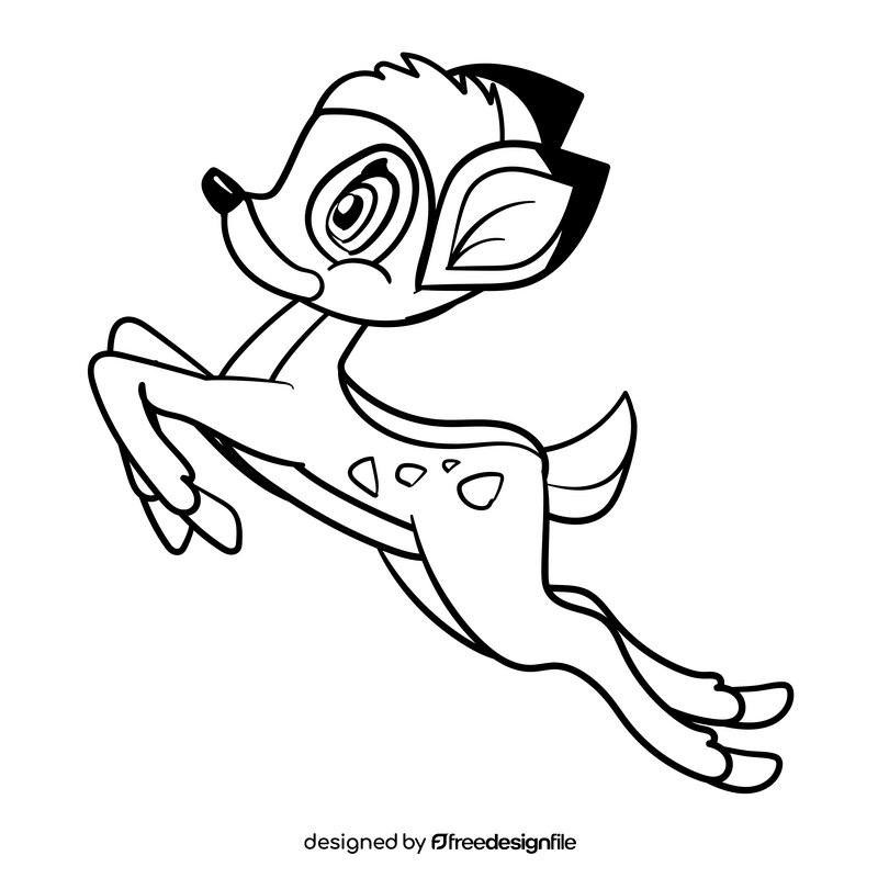 Bambi cartoon drawing black and white clipart