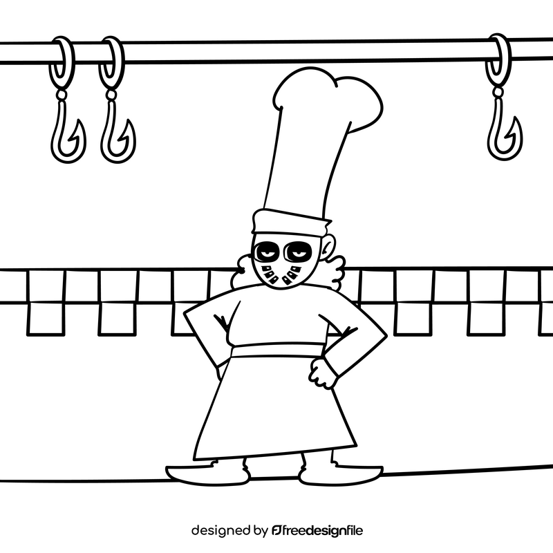 Chef cartoon drawing black and white vector