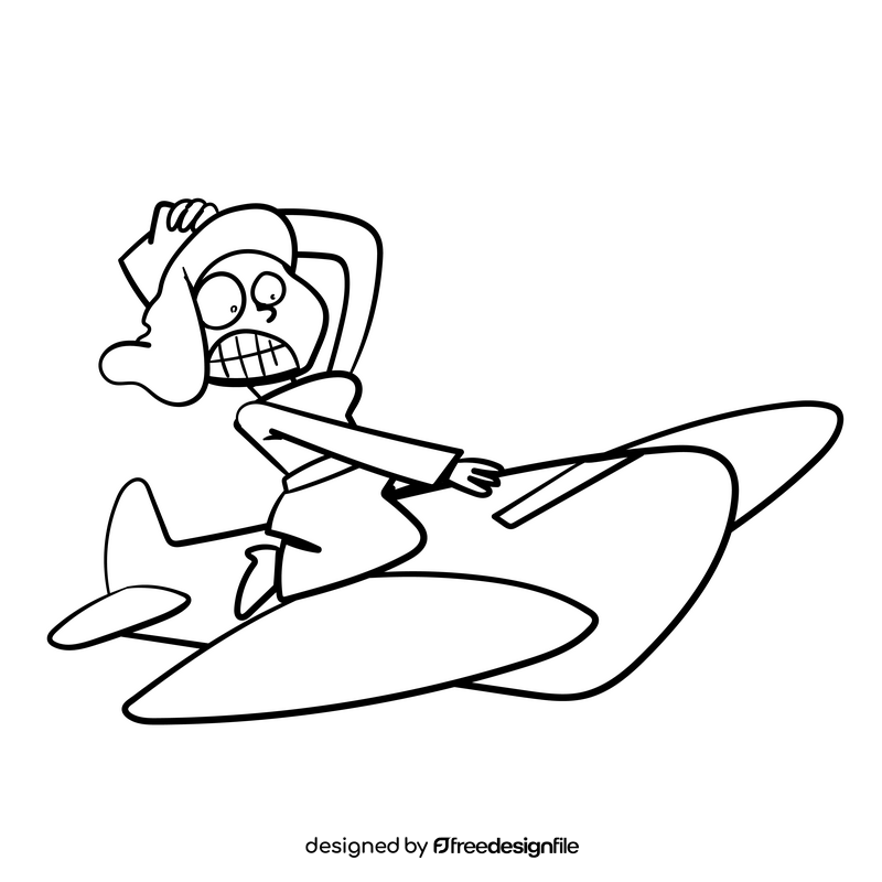 Flight Attendant cartoon drawing black and white clipart