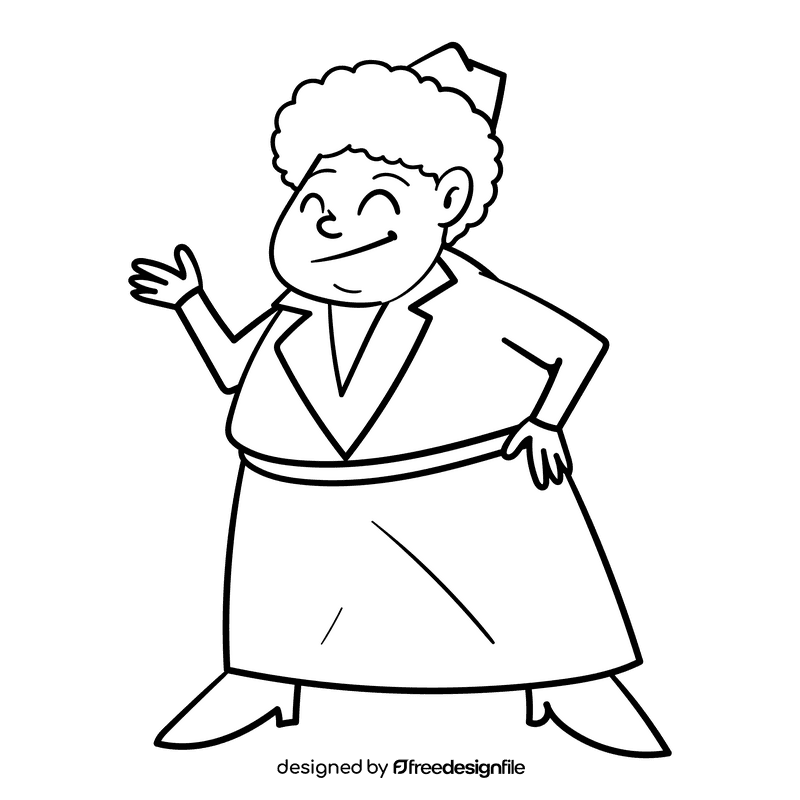 Flight Attendant cartoon drawing black and white clipart