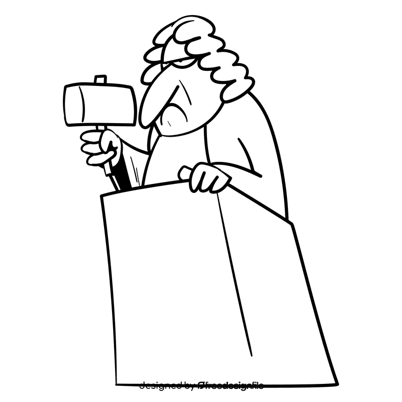 Lawyer cartoon drawing black and white clipart