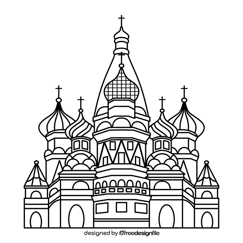 St. Basil's Cathedral black and white clipart
