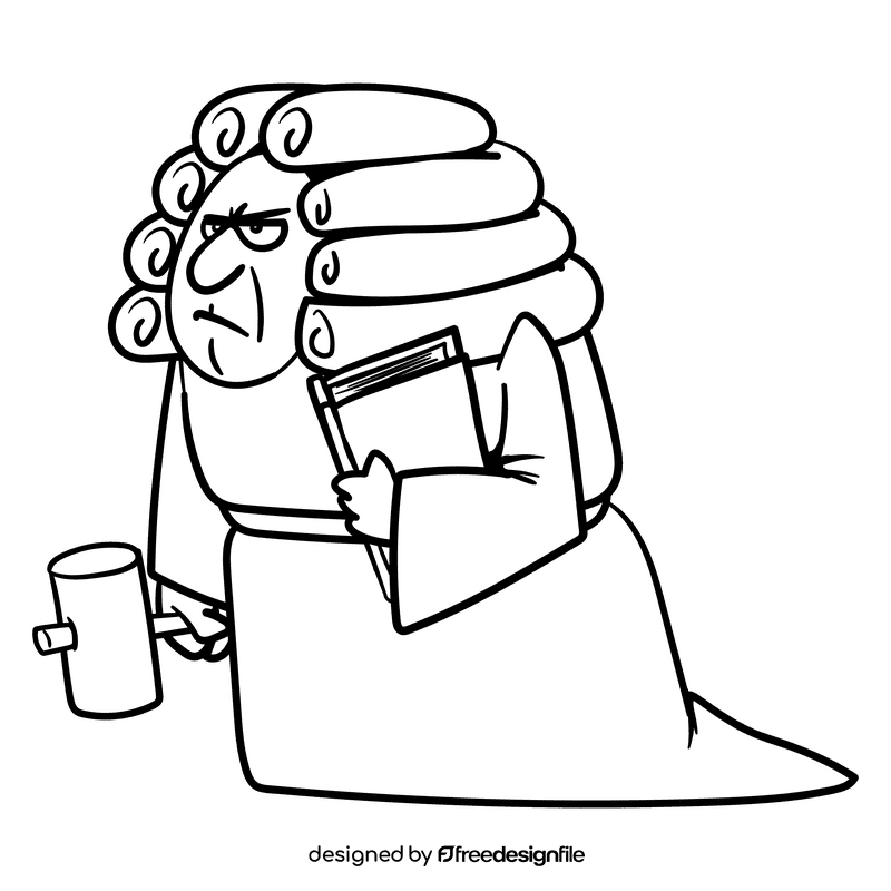 Lawyer cartoon drawing black and white clipart