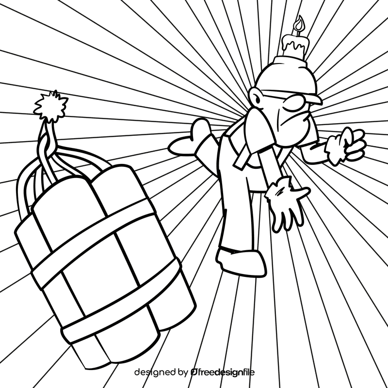 Miner cartoon drawing black and white vector