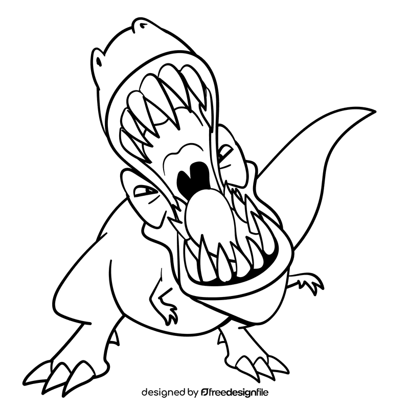 Tyrannosaurus cartoon drawing black and white clipart