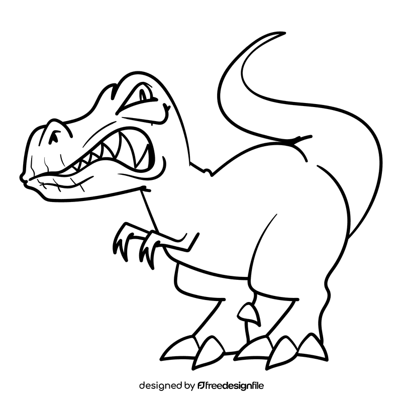 Tyrannosaurus cartoon drawing black and white clipart