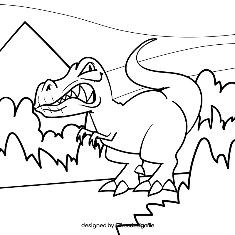 Tyrannosaurus cartoon drawing black and white vector