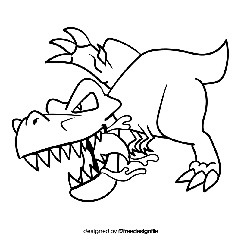 Tyrannosaurus cartoon drawing black and white clipart