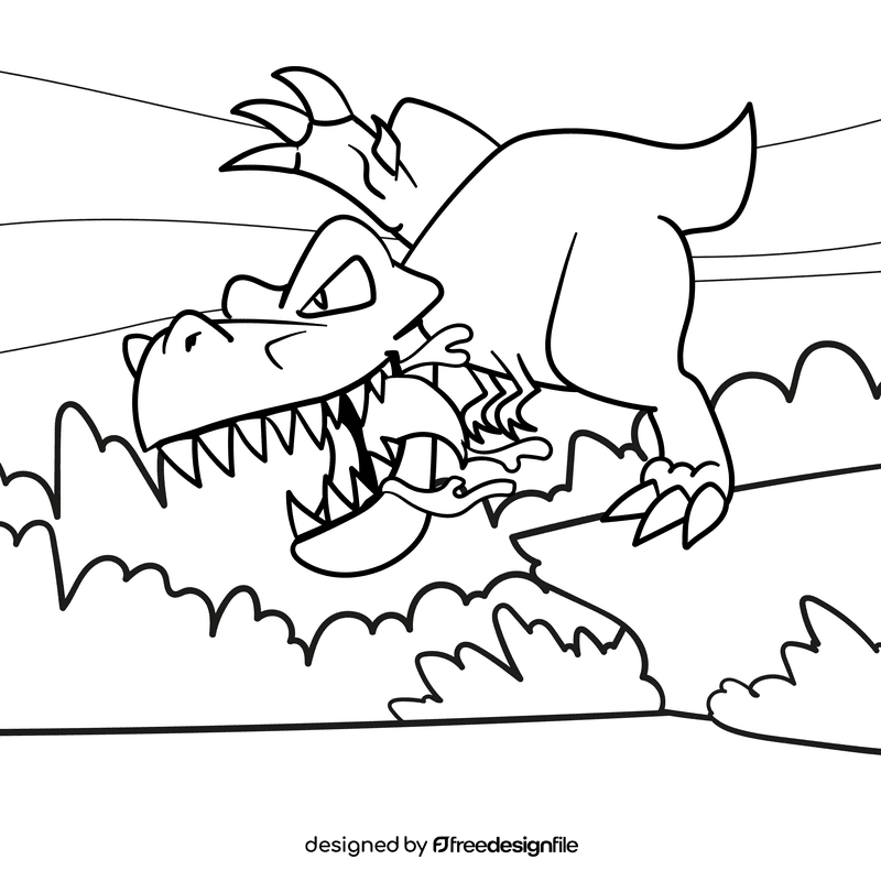 Tyrannosaurus cartoon drawing black and white vector