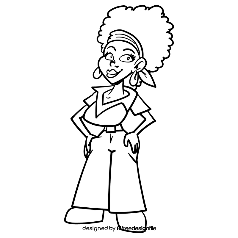 African american cartoon drawing black and white clipart