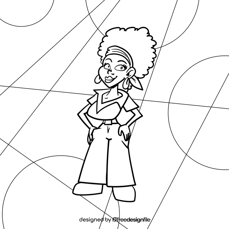 African american cartoon drawing black and white vector